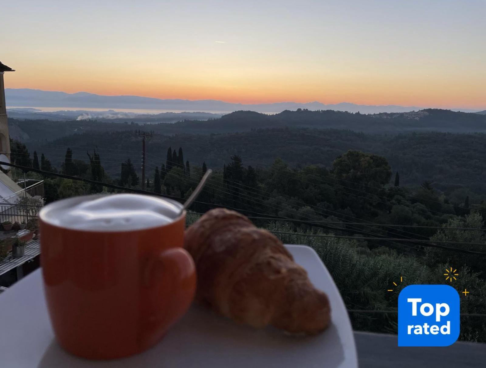 Schoenes Familienappartement In Pelekas, Corfu Mit Meerblick エクステリア 写真